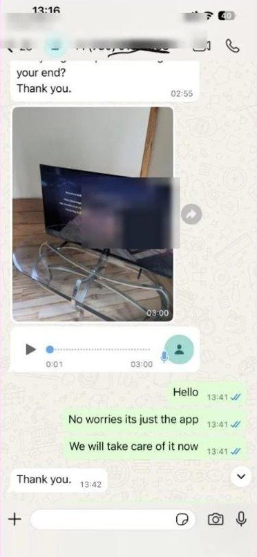 Capture WhatsApp réelle : le support IPTV règle un écran compte expiré pour un client au Canada