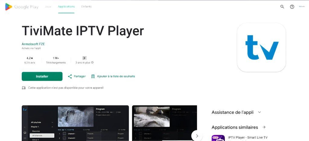 Installer TiviMate sur un téléphone Android depuis le Play Store