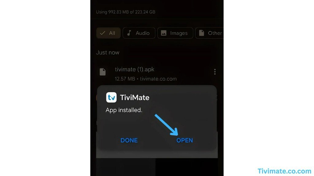 Ouvrir TiviMate après l'installation sur Android
