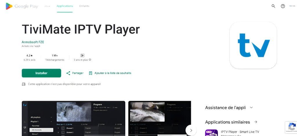 Installer IPTV avec TiviMate sur Android TV : TiviMate IPTV Player dans Google Play