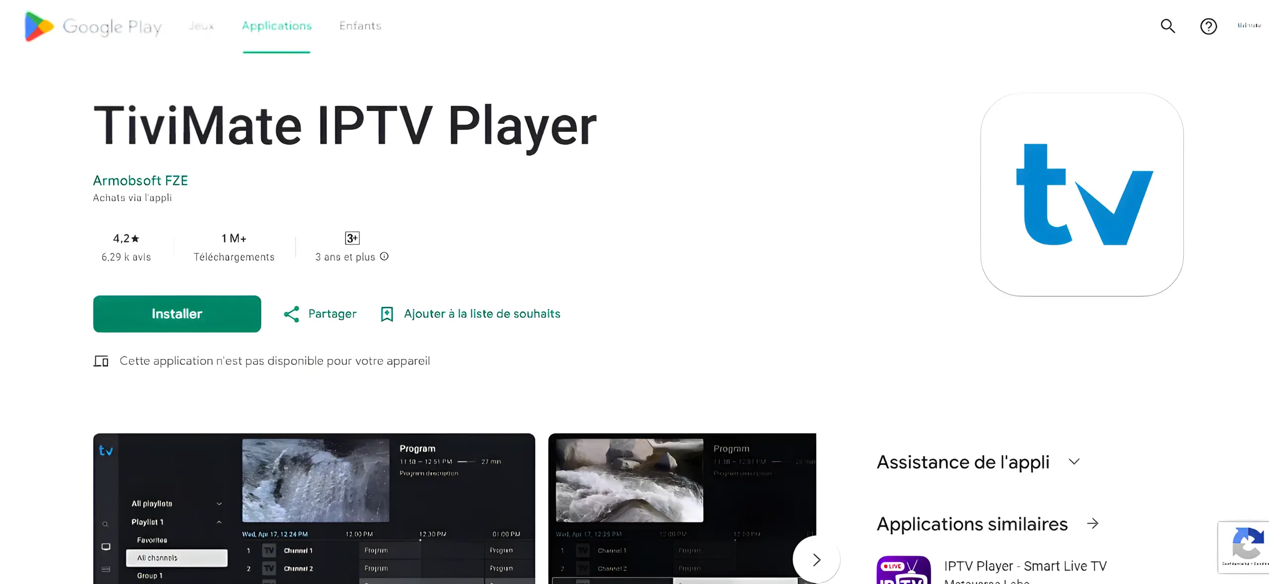 Installer IPTV Québec sur Android et ChromeOS avec TiviMate