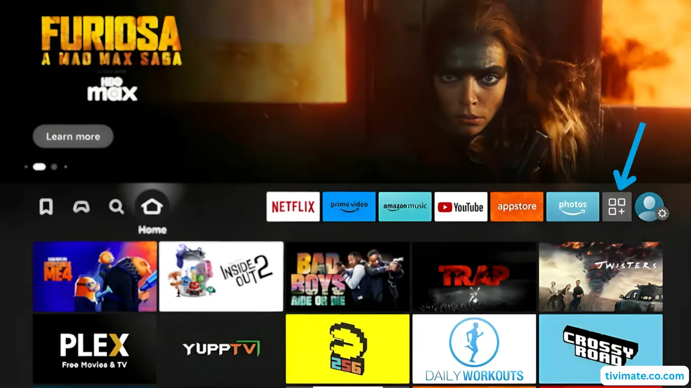 Installer IPTV Québec sur Firestick, étape 1 : ouvrir Vos applications et chaînes
