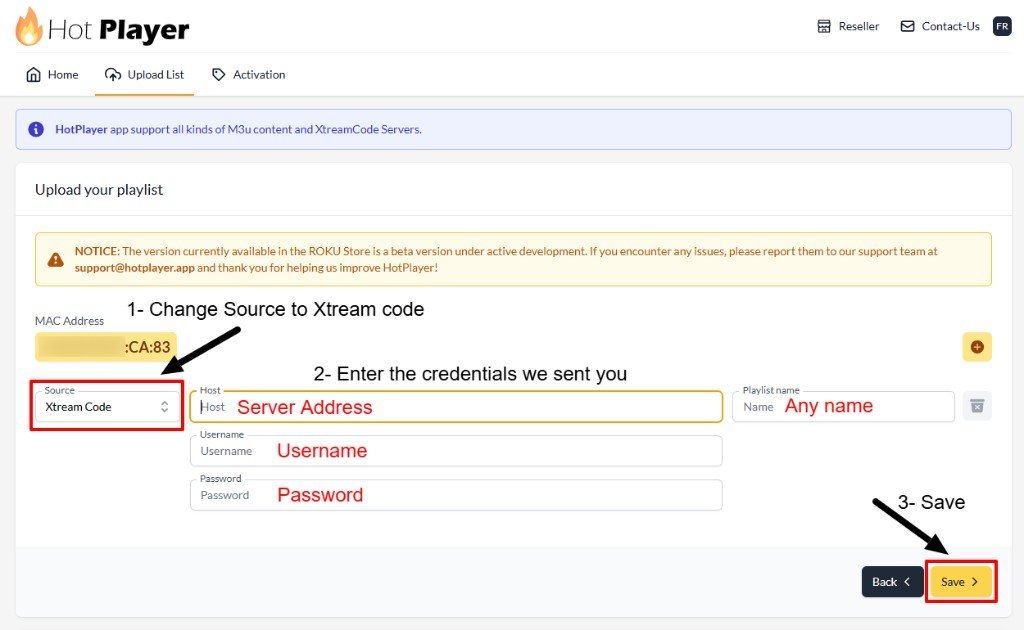 Enregistrer les identifiants Xtream Code pour l'IPTV sur télé intelligente